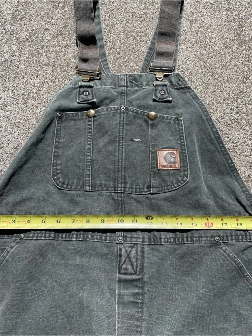 VTG Carhartt R06 MOS Canvas Bib Overalls 40x30 Double Knee Green Union Made USA - Picture 8 of 16